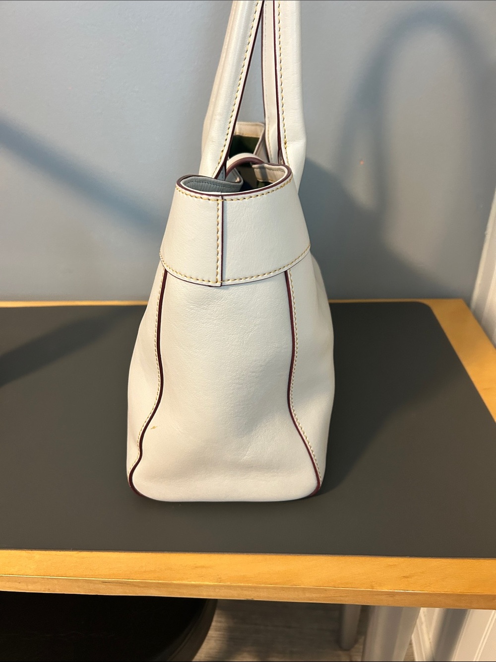 Dooney & Bourke Light Beige Leather Tote Bag with Gold Hardware - Picture 5 of 8